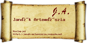 Janák Artemíszia névjegykártya